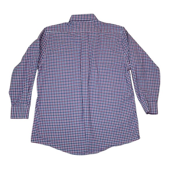 Dockers Battery Street Collection Classic Fit Stretch Shirt L Plaid Purple Navy - Picture 4 of 10